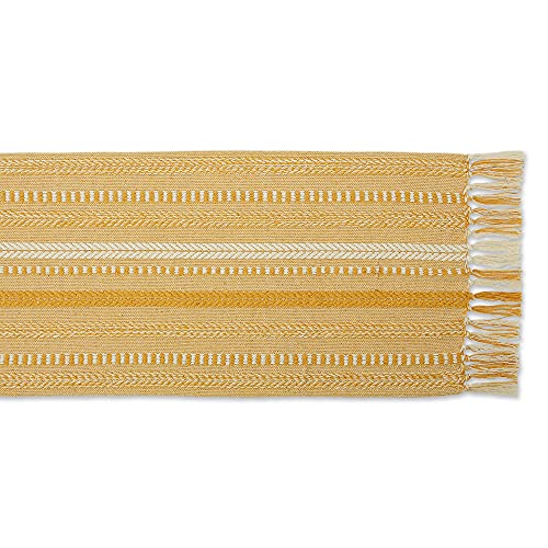 DII Farmhouse Braided Stripe Table Runner Collection, 15x72 (15x77, Fringe Included), Honey Gold (Pack of 12) - size: 15x72" (15x77", Fringe Included) (Pack of 12)