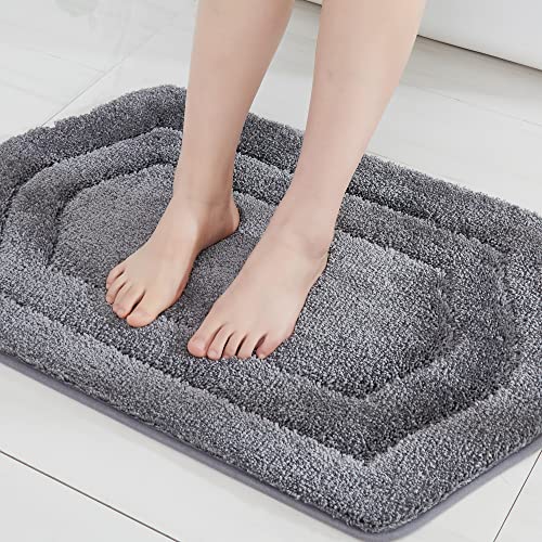 COSY HOMEER Plush Non-Slip Bath Mat, Grey, 20" x 32" - color: Grey, size: 20" x 32" (Oval)