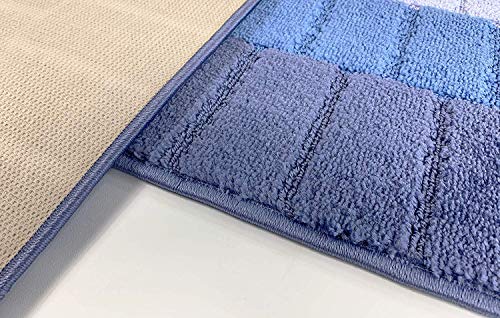 REMNAZ Wide Non-Slip Rubber Backed Hallway, Kitchen Runner Rug | 31 Inch x 6 ft Custom Size Cut to Length | No Rug Pad Needed | Stay Put, Flat Lay, Won't Curl | Coastal Multi-Blue - color: Squares / Blue, size: 31 inch Width X 6 Feet Length
