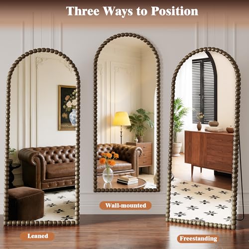 Antique Bronze Full Length Mirror 71x28 in, Beaded Standing Mirror - color: Antique Bronze