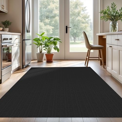 KOZYFLY 5x7 Washable Area Rug, Non Slip Living Room Rug, Black/Grey - color: Black/Charcoal Grey, size: 5' x 7' (Rectangular)