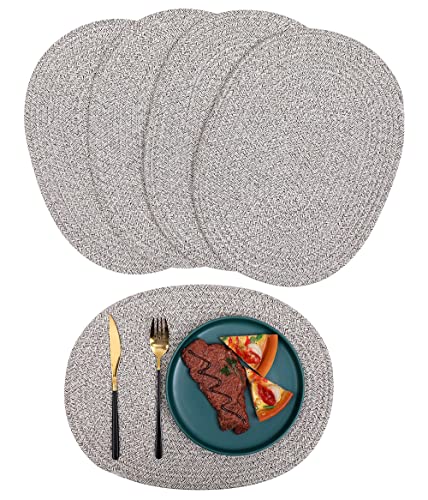 Oval Woven Placemats Set of 4, 12x16 inches, Mix Brown - color: Mix Brown, size: Oval Set of 4