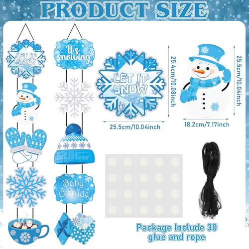CroBlissful 2 Sets 10 Pcs Christmas Welcome Winter Porch Sign, Blue - style: Winter Snowflake