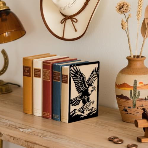 Peacoblue 5.3"x4.3"x7.9" Metal Bookends, Heavy Duty Book Ends for Shelves - style: Eagle