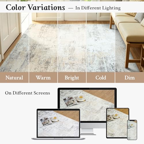 Washable Runner Rug Non Slip 2.6x8 for Kitchen Hallway Entryway - color: Beige, size: 2'6" x 8' (Runner)