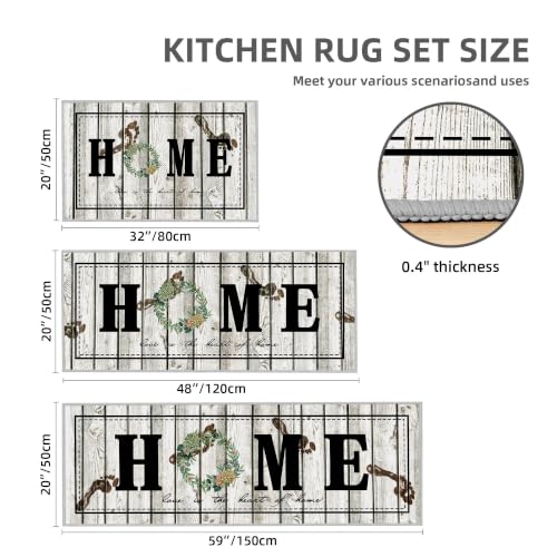 Kitchen Rugs Non Slip Washable Farmhouse Kitchen Mats for Floor, Grey2 - color: Home-grey2, size: 20"x32"+20"x48"+20"x59"