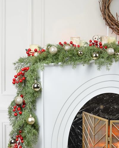 6FT Pine Christmas Greenery Clearance, Realistic Cedar Cypress Garland for Holiday Mantel Fireplace Table Centerpiece Decoration