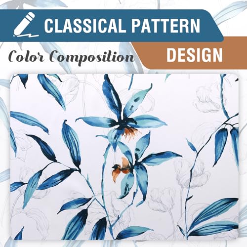 H.VERSAILTEX 100% Blackout Curtains 84 inch Length 2 Panels Set Printed Drapes Thermal Insulated Curtains for Bedroom with Black Liner Sound Proof Curtains, Bella Vista Indigo - color: Bella Vista Indigo, size: 52"W x 84"L (Pack of 2)