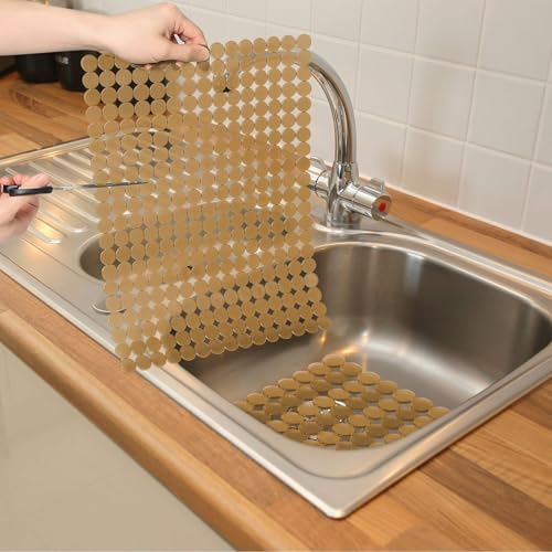 Kitchen Sink Mat for Stainless Steel/Ceramic Sinks,2 Pack with Scissors - color: Light Yellow