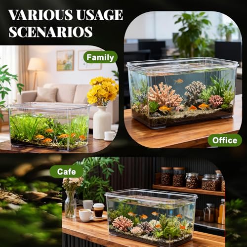 Geelin 2.5 Gallon Plastic Fishbowl Square Large Clear Shatterproof Tank - size: 2.5 Gallon, style: Square