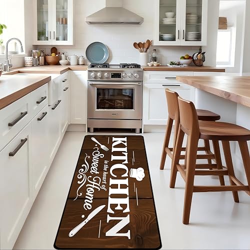 Farmhouse Kitchen Mats for Floor,Cushioned Anti Fatigue Rugs for Kitchen,48"x20" Laundry Rug for Laundry Room-Wood Texture with Wording(001) - color: Wood Texture With Wording(001), size: 48x20 in