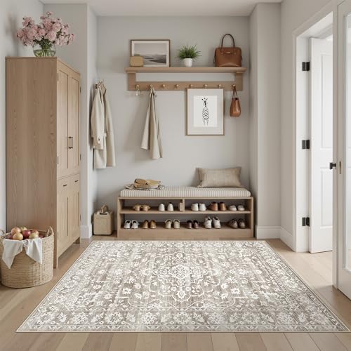 Soalmost 3x5 Area Rugs for Entryway, Washable Neutral Soft Rug Light Brown - color: Light Brown, size: 3' x 5' (Rectangular)
