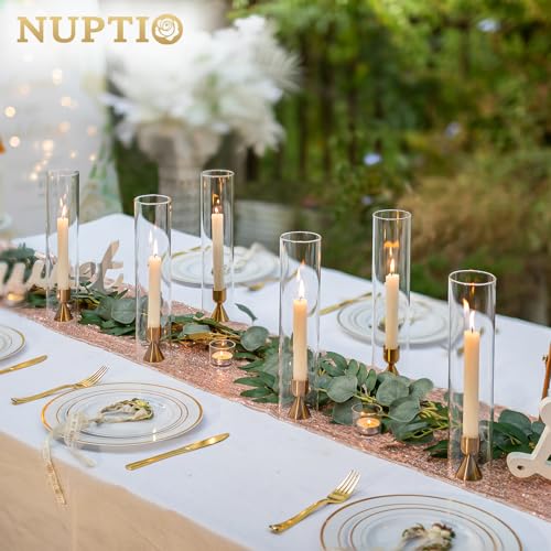 NUPTIO Hurricane Candle Holder for Candlestick: Clear Glass Cylinder Cover - color: Clear