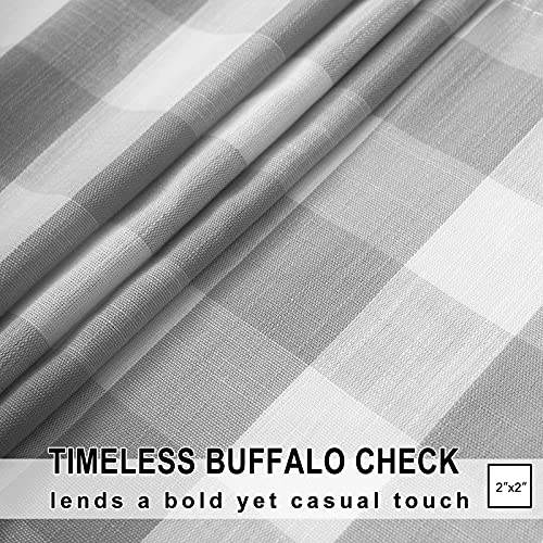 Plaid Kitchen Tier Curtains for Basement Laundry 27x24 Grey White Check 2pc - color: Grey and White, size: 24"W x 24"L (Pack of 2)