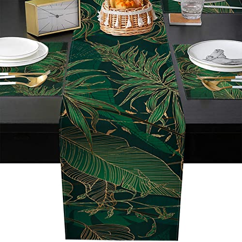 ArtSocket Table Runner and Placemats Set of 6, Tropical Palm - color: Palm
