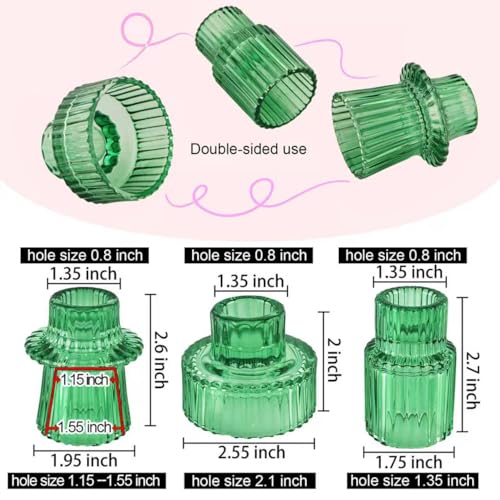 Glass Candlestick Holders, Taper Candle Holders, Set of 6, Green - color: Green, size: 6 PCS