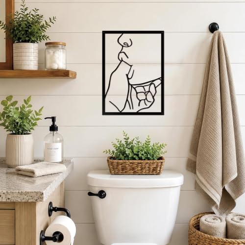 ruelen Metal Wall Art Abstract Wall Decor with Quiet Gesture Theme - color: Black