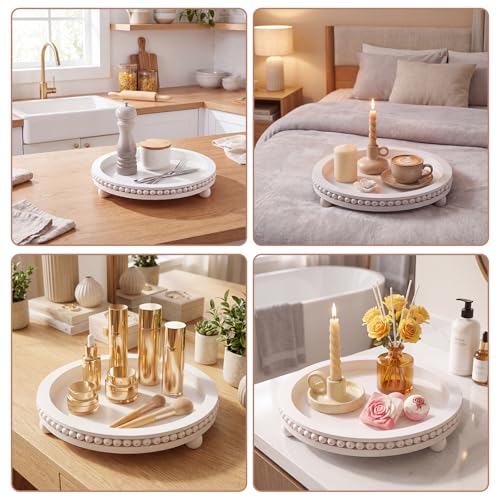 Wooden Tray for Coffee Table, Round Decorative Plate
