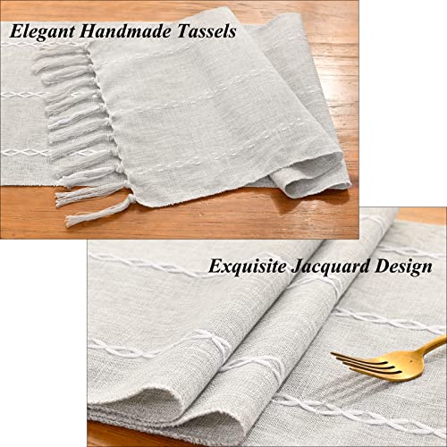 Wracra Rustic Linen Table Runner, Light Grey Table Runners 108 inches Long - color: Light Grey, size: 13"×108"