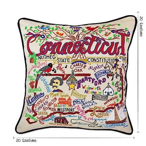 Catstudio Connecticut Hand Embroidered Pillow, Decorative Throw Pillow - color: Connecticut