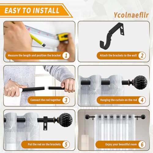 Ycolnaefllr Black Pinecone Curtain Rod, Farmhouse Heavy Duty, Fits 66-120" - color: Black, size: 36-120"