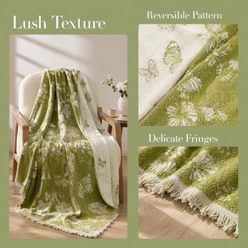 Couch Blanket Cover Chenille Sofa Slipcover Green Butterfly - color: Green Butterfly, size: 71"x 150"