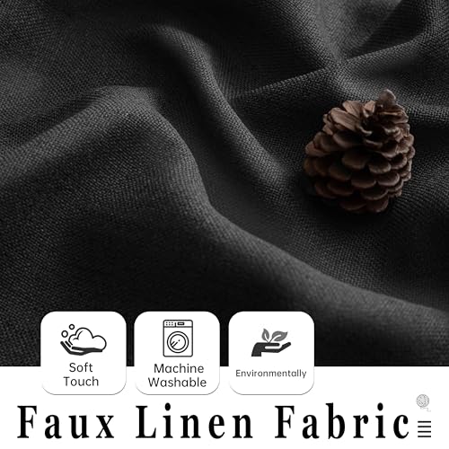 DriftAway Linen Textured Curtain Valances for Windows Light Filtering 3 Inch Rod Pocket Farmhouse Country Rustic Kitchen Valances for Bedroom Living Room Bathroom 14 inch Length Black - color: *Black, size: 52"W x 14"L (Pack of 1)