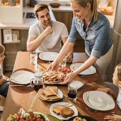 ADRIMER Oval Placemats Set of 6, Wipeable Faux Leather, Turmeric Brown - color: Turmeric Brown