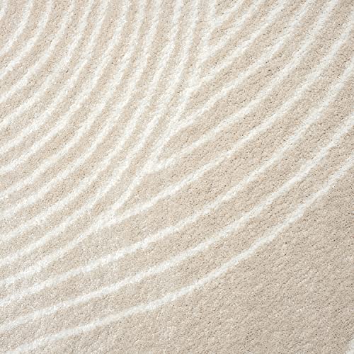 Abani Beige and White Swirl Area Rug | 6'x9' Cream Carpet with Wave Pattern | Modern Rug for Living Room, Bedroom and Office | Nuevo Collection - color: Beige, size: 6' x 9' (Rectangular)