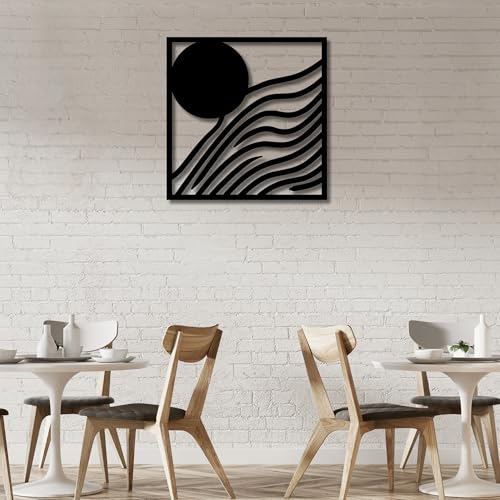 Metal Wall Decor | 17'' x 17'' x 0.05'' Abstract Modern Art Themed Wall Decorations | Handmade Indoor and Outdoor Wall Art (35'' x 35'', Abstract Modern, Black) - size: 35'' x 35'', style: Abstract Modern
