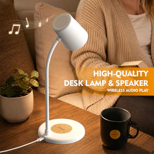 LED Desk Lamp with Speaker 3 Light Colors,Small Desk lamp - color: White