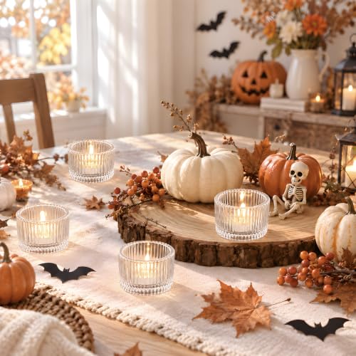 24 Pack Tea Light Candle Holders, Glass Clear Tealight Candle Holder - color: Clear, size: 1.3" x 2"