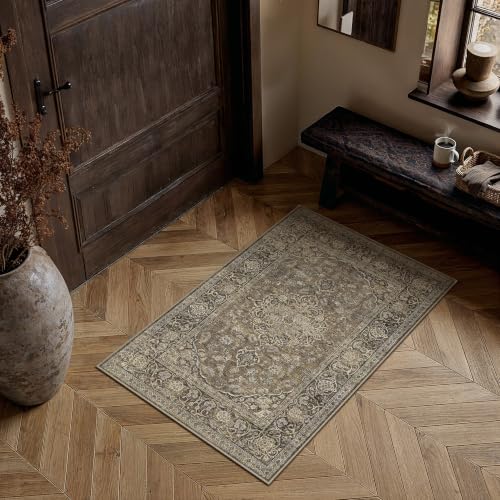 PureCozy Brown 2x3 Area Rug Washable Vintage Distressed - color: Accent | Brown, size: 2' x 3' (Rectangular)