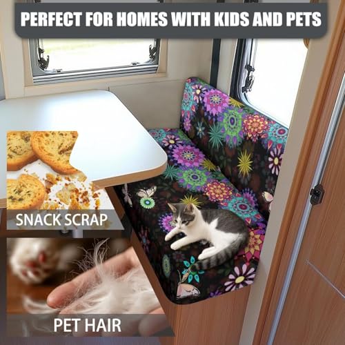 Boho Mandala Butterfly RV Dinette Cushion Covers 2 Pieces,Washable Camper Cushion Slipcovers Replacement Sofa Cushions Slipcovers for Travel Trailer Couch - color: Boho Mandala Butterfly