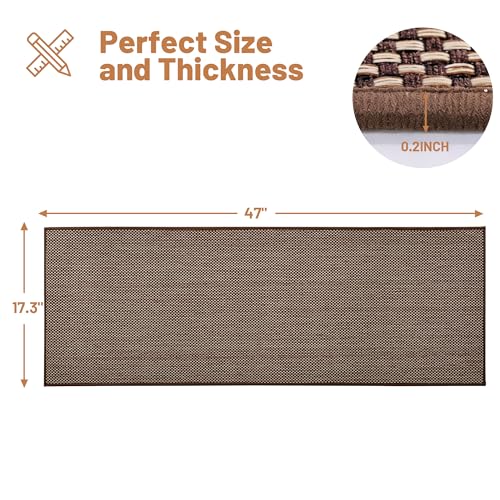 AIMPEAK Farmhouse Kitchen Rugs Non Slip Washable 17.3x47, Cushioned Rugs for Kitchen Floor, Absorbent Runner Rug Comfort Mats with Rubber Backing for Bedroom, Hallway, Office, Home Brown, 17.3"x47" - color: Brown, size: 17.3"x47"