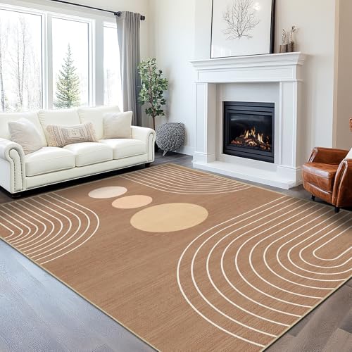 8x10 Boho Area Rug for Living Room Modern Geometric Abstract Rug Brown - color: Camel Brown, size: 10' x 8' (Rectangular)