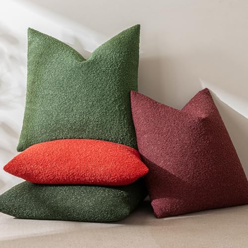 MIULEE Christmas Textured Boucle Lumbar Pillow Cover for Bed 12x20 Burgundy Red - color: Burgundy Red, size: 20" x 12" (Pack of 1)