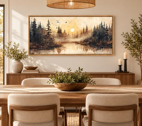 Large Framed Forest Nature Landscape Canvas Wall Art 40x20 in - color: Large Landscape, size: 40"L x 20"W