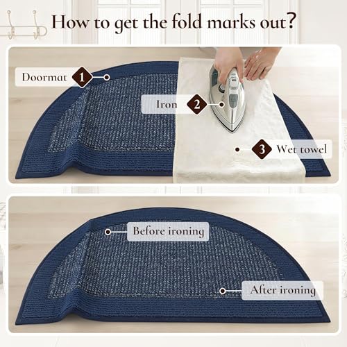 Dirt Trapper Door Mats 32" x 48", Non-Slip & Washable, Blue - color: Blue, size: 32" X 48" (Semicircular)