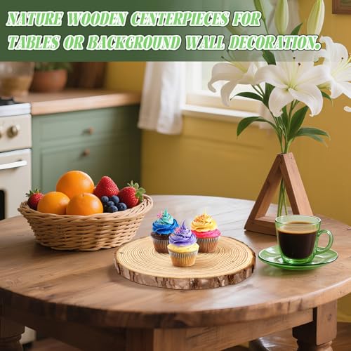 FSWCCK 2 Pack Nature Unfinished Round Wood Slices, 9-11 Inches Wooden Circle, Large Wood Slabs for Weddings Centerpieces Decor and DIY Painting Crafts (9"-11") - size: 2 Pcs 9"-11"