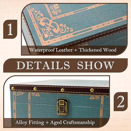 Jolitac Wooden Storage Box Set of 3, Antique-Looking Storage Containers with Secret Compartments Vintage Nesting Keepsake Chests for Jewelry, Cash, Photos Travel-Friendly & Stackable (Green) - color: Green