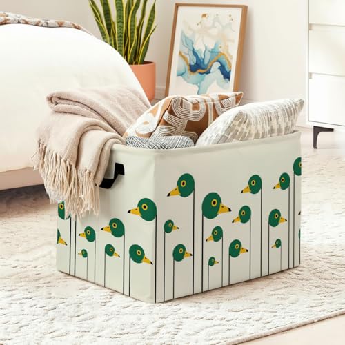 Mallard Laundry Hamper, 56L Large Foldable Laundry Basket with Handles, for Family Clothes, Toy Storage Bin, Blankets,Decorative Organizer for Shelves & Closet Home Decor Bedroom & Nursery - color: Mallard