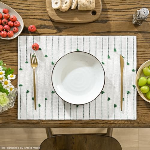 Artoid Mode Dark Green Christmas Woven Rustic Placemats Set of 4-12x18 Inch - color: Dark Green, size: 12" x 18", 4 Pcs