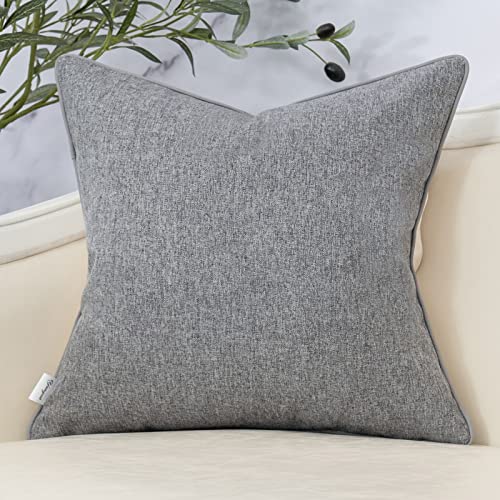Yangest Patchwork Pillow Cover 20x20 Inch Luxury Cotton and Linen Cushion Cover Square Pillowcover for Couch Bedroom Living Room, Gray - color: Grey, size: 20" x 20" (Pack of 1)