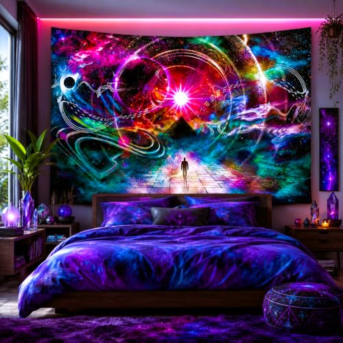 Delur Time Travel Tapestry Galaxy Universe Starry Sky Wall Hanging Tapestry Milky Way Outer Space Abstract Psychedelic Nebula Headboard for Bedroom Living Room Home Decor (51.2" x 59.1") - color: Time Travel, size: 51.2"L x 59.1"W