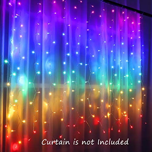 CoziTech Rainbow Fairy String Curtain Lights with Touch Dimmer Switch, Hanging LED Icicle Rainbow Lights Curtain for Girls Bedroom, Kids Room, Unicorn Room, Birthday, Holiday Décor Christmas Gift - color: Rainbow Color with Dimmer Switch