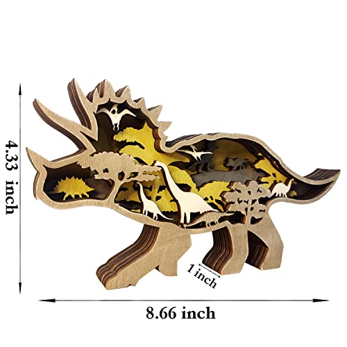 Wooden Dinosaur Decor,Triceratops Statues and Figurines,Table Knick Knacks Decorations for Home… - color: Triceratops(brown)