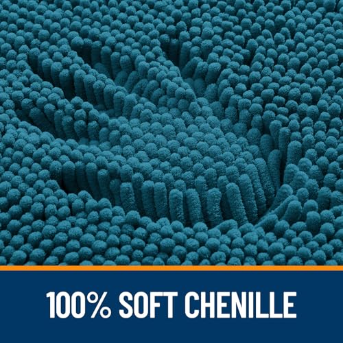 OLANLY Toilet Rugs U-Shaped 20x20, Soft Absorbent Chenille Contour Rugs - color: Peacock Blue, size: 20" X 20" Contour Rug