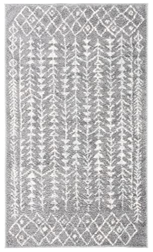 SAFAVIEH Area Rug 3x5 - Tulum Collection - Dark Grey & Ivory, Moroccan Boho Distressed Design, Non-Shedding & Easy to Clean, Ideal for Entryway, Foyer, Accent Space, Bedroom (TUL262F) - color: Dark Grey/Ivory, size: 3' x 5' (Rectangular)
