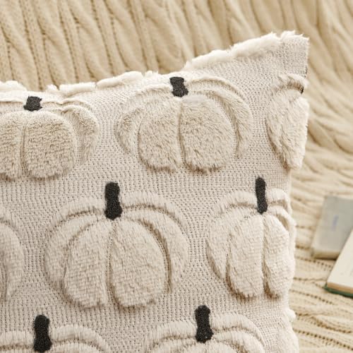 MIULEE Fall Pumpkin Pillow Covers Fall Decor Beige Pumpkin 12x20 - color: Beige Pumpkin, size: 20" x 12" (Pack of 2)